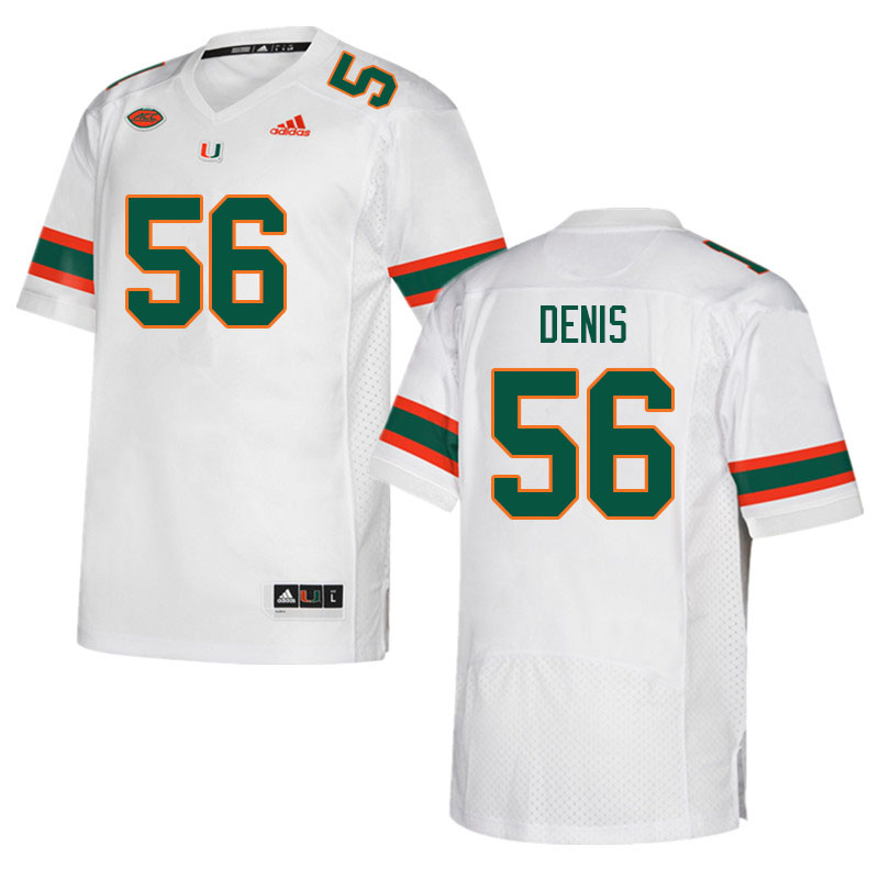 Men #56 Jonathan Denis Miami Hurricanes College Football Jerseys Sale-White - Click Image to Close